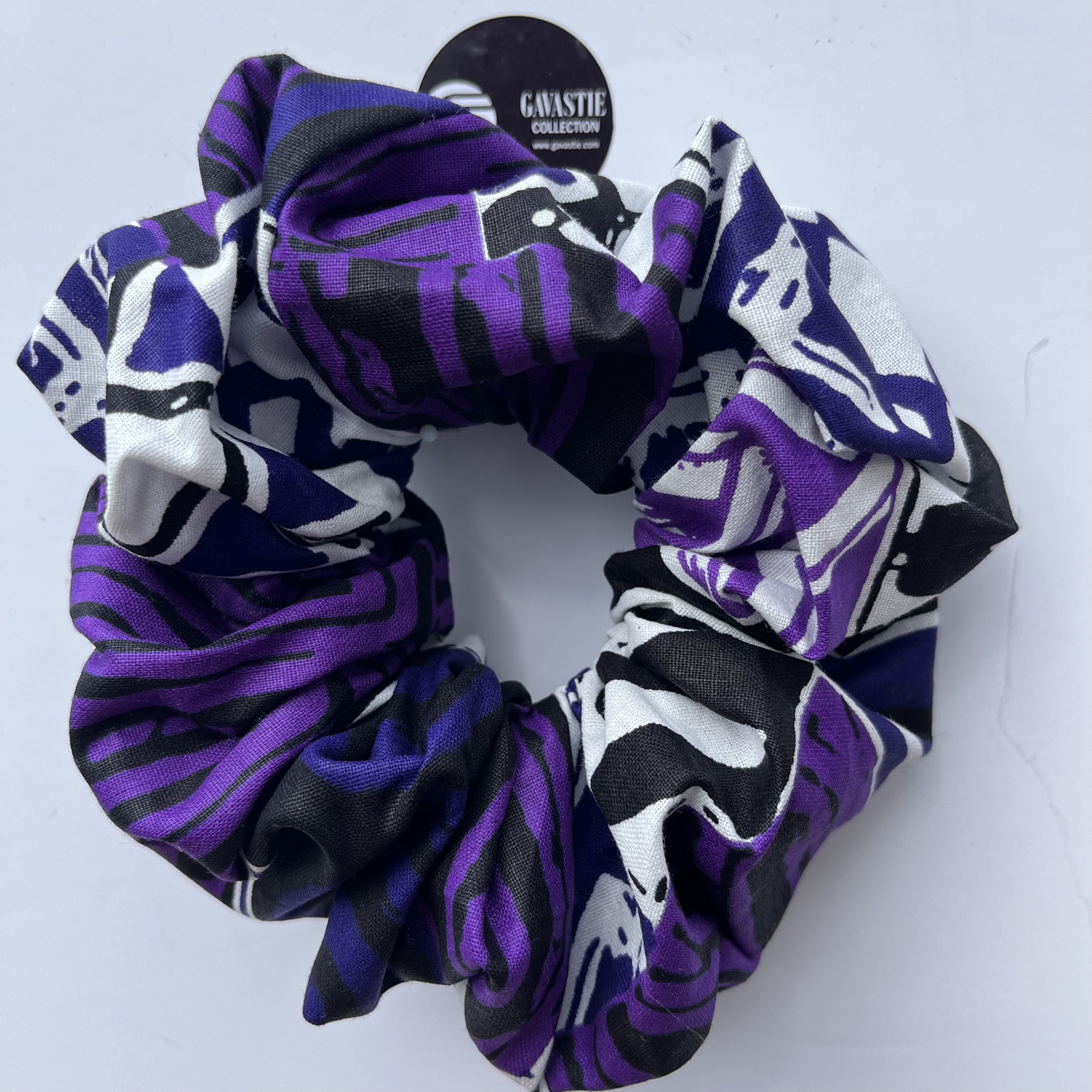 Scrunchie Jumbo XL Purple Kente African Print colourful