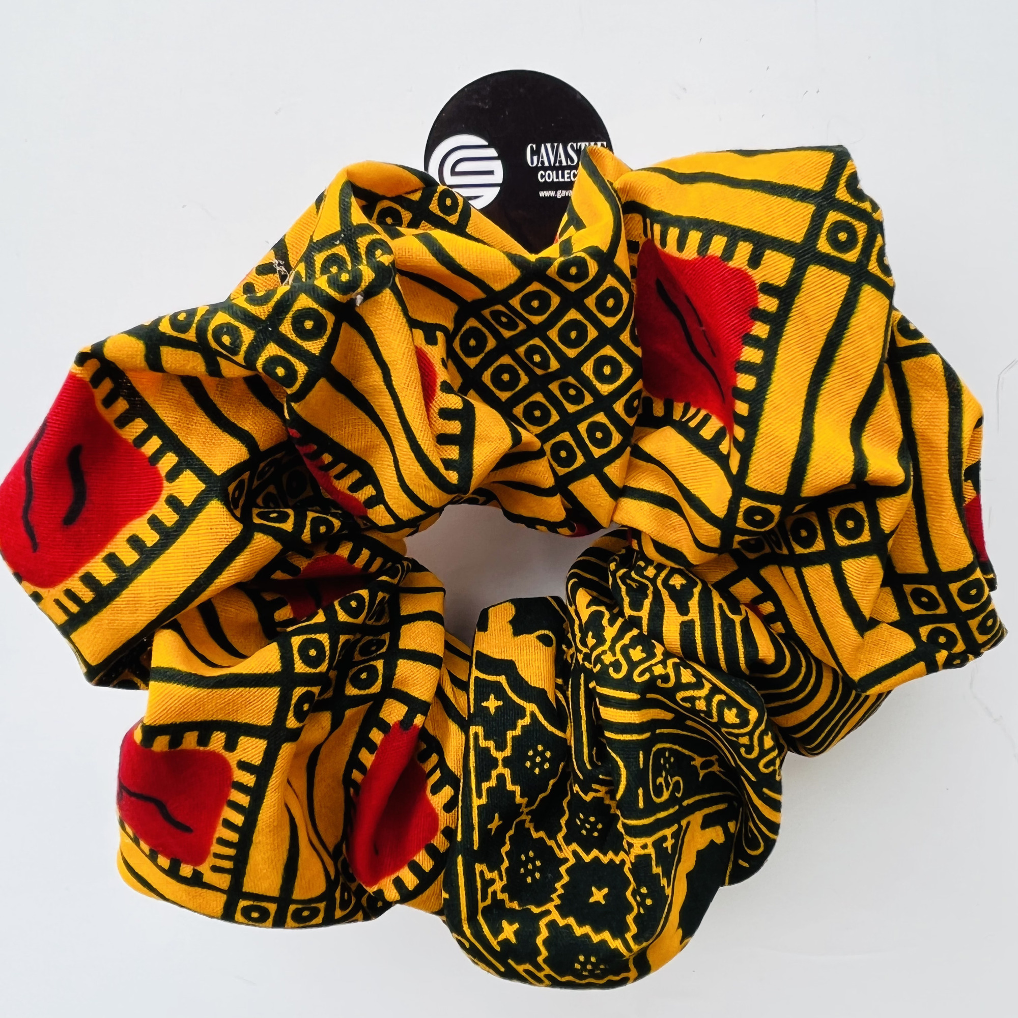 Scrunchie Jumbo XL Tsoro Red Orange Black African Print colourful