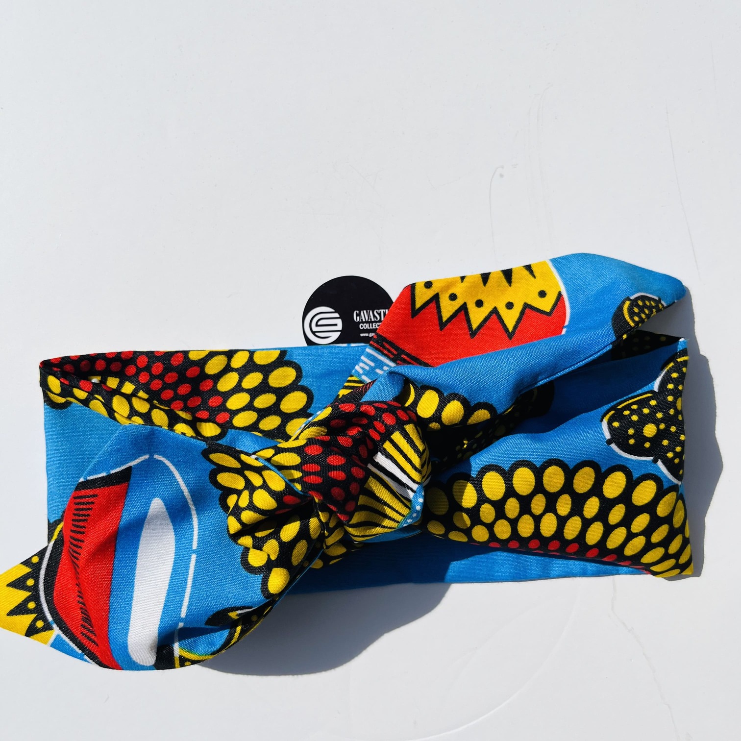 Chikari Wired Twist & Go Headband Blue Red Yellow African Print Ankara Colourful Boho - Image 3