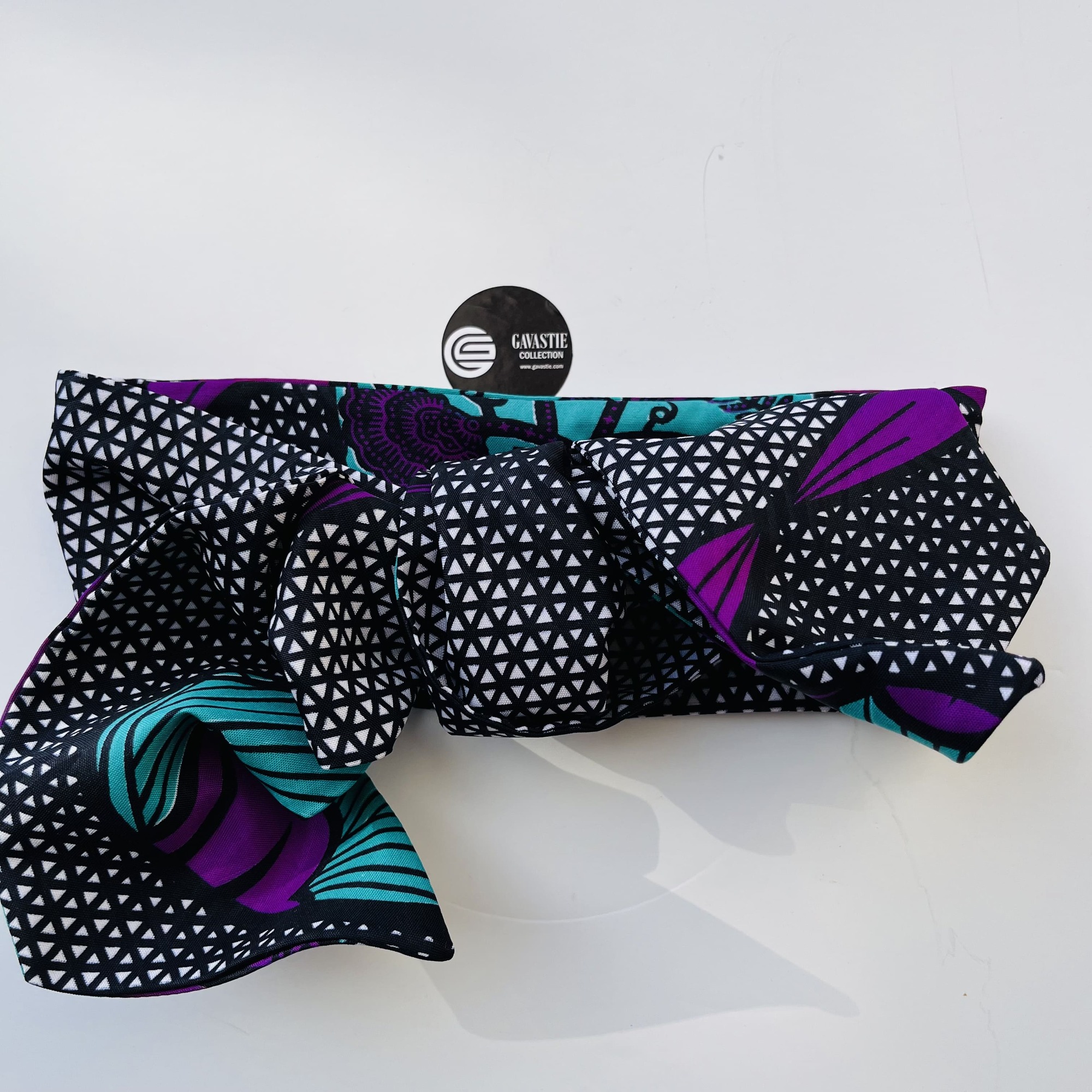 Moyo Wired Twist & Go Headband African Print Ankara Purple Blue Black Colourful Boho - Image 3