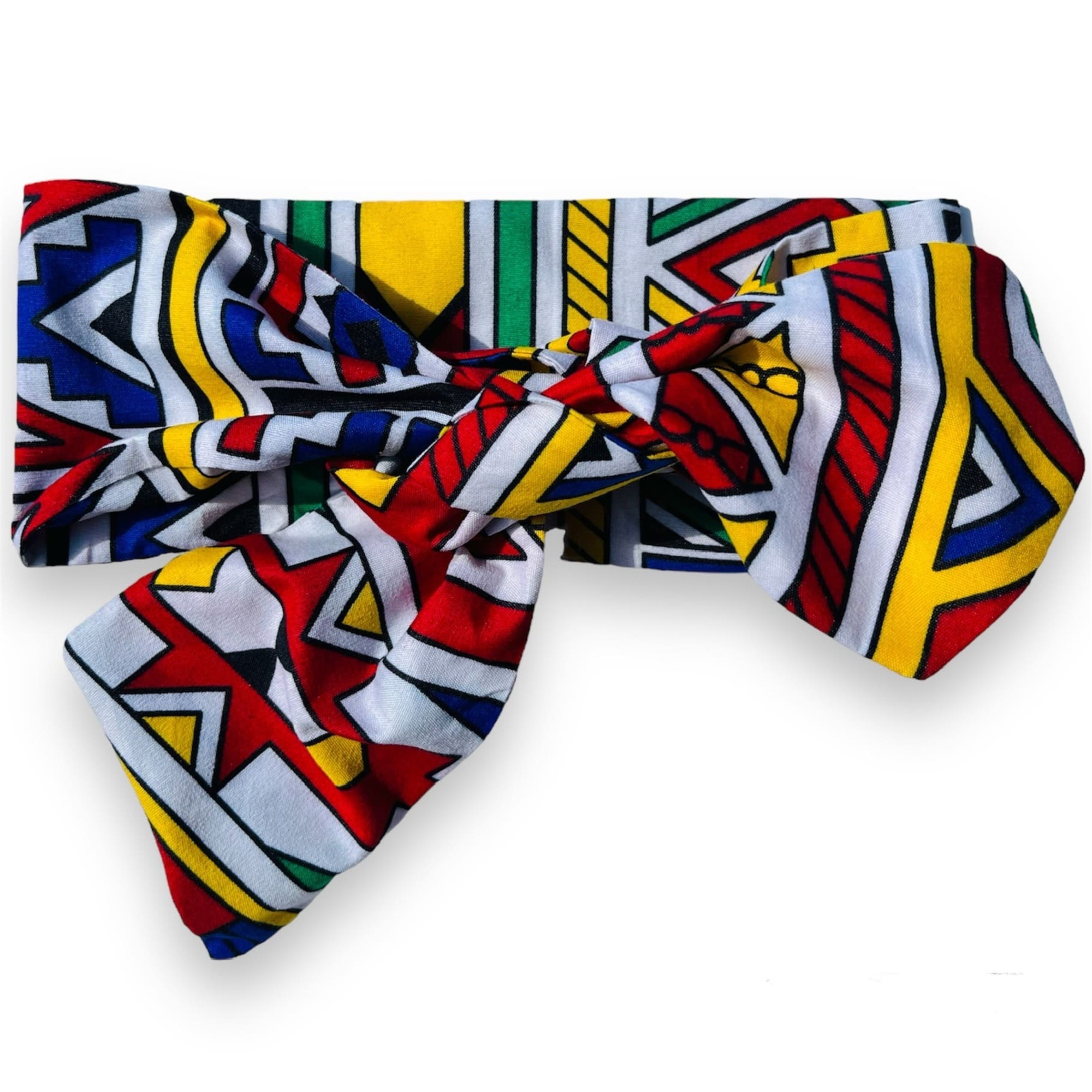 Ndebele Print Wired Twist & Go Headband African Print red blue Colourful Boho
