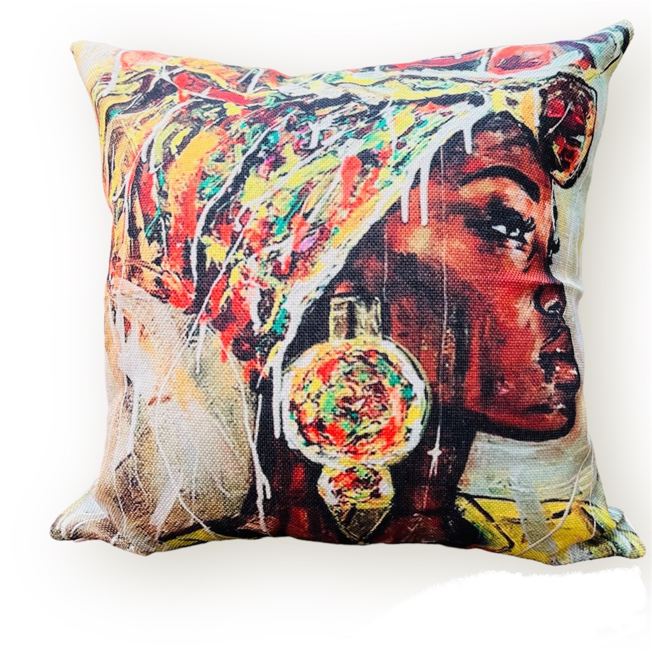 Nakai African Pattern Watercolour Colourful Boho Ethnic Tribal  Cushion