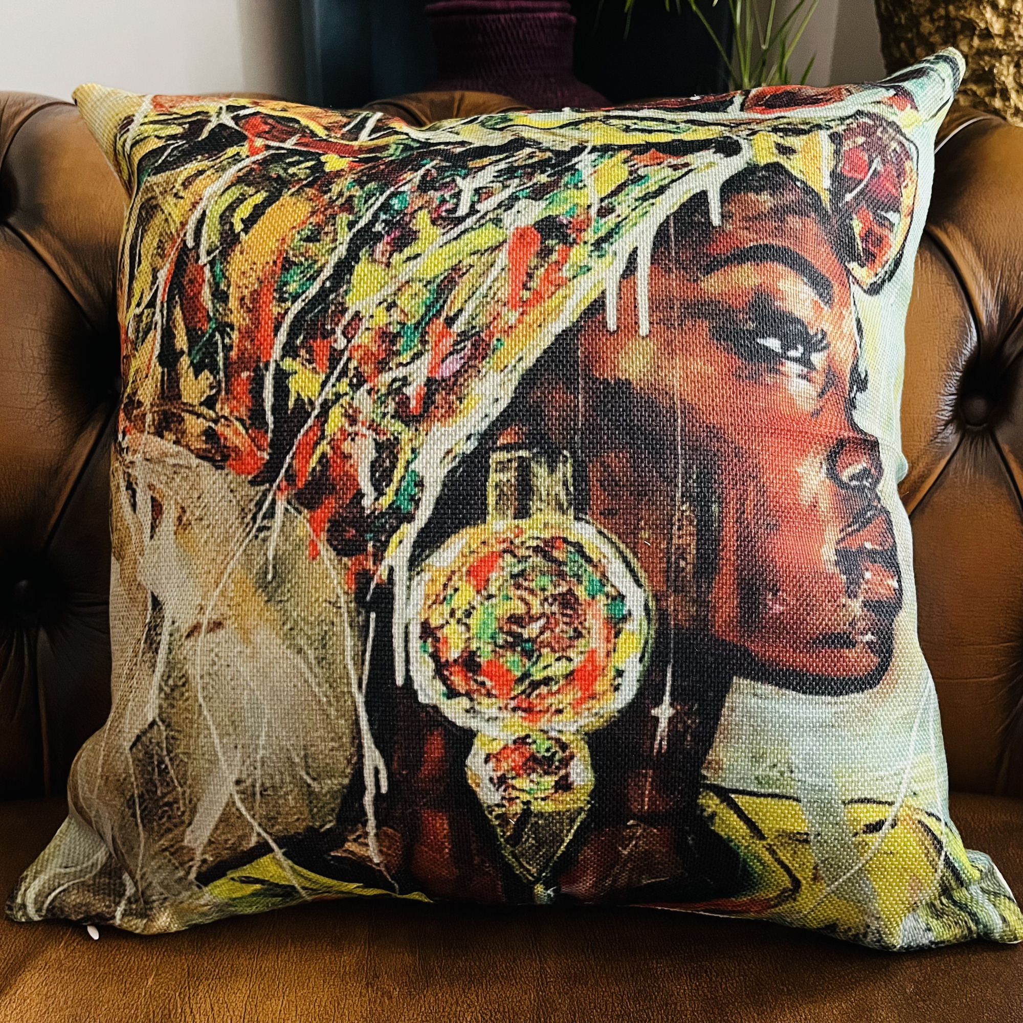 Nakai African Pattern Watercolour Colourful Boho Ethnic Tribal  Cushion - Image 6