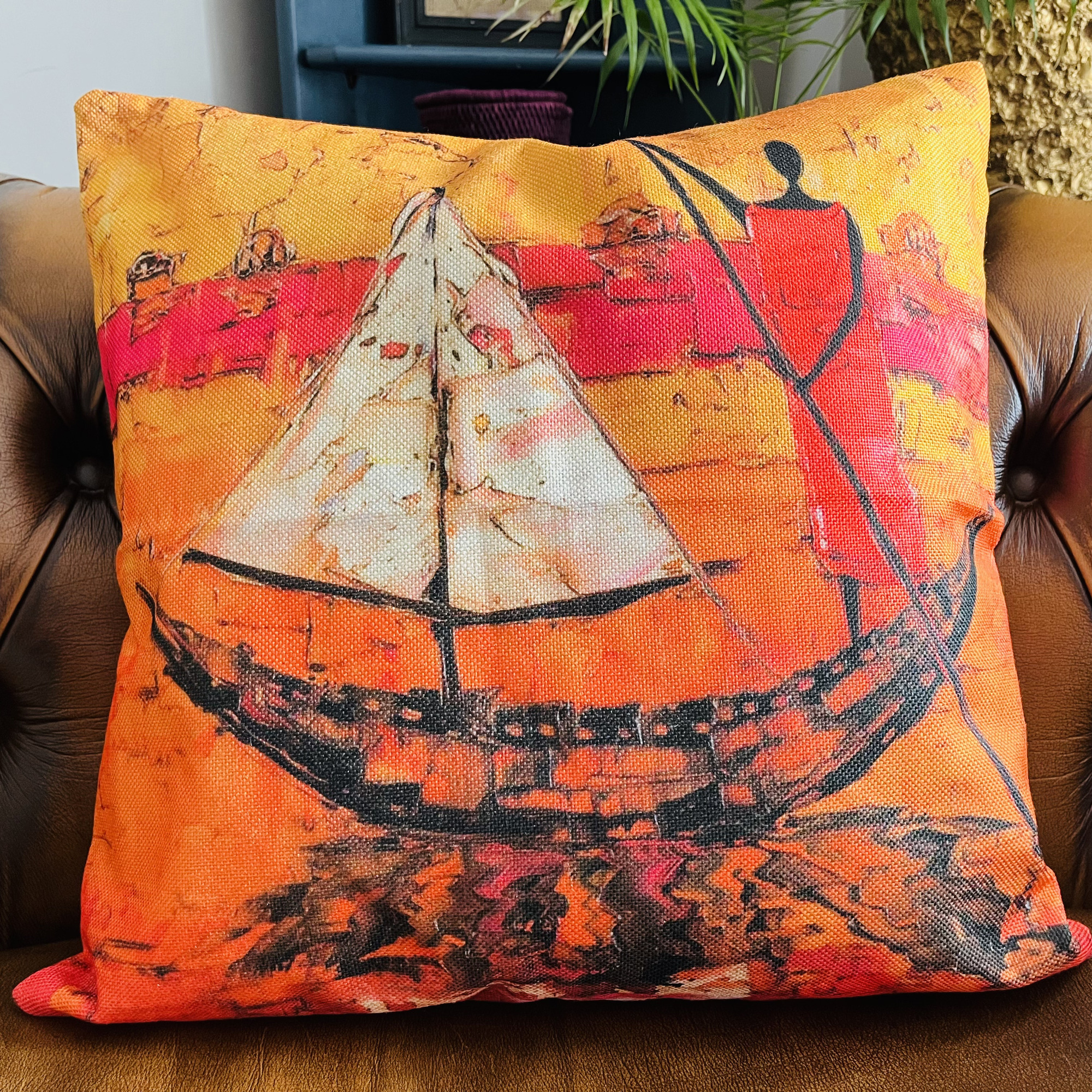 Ngalawa African Pattern Watercolour Colourful Boho Tribal Ethnic Cushion - Image 5