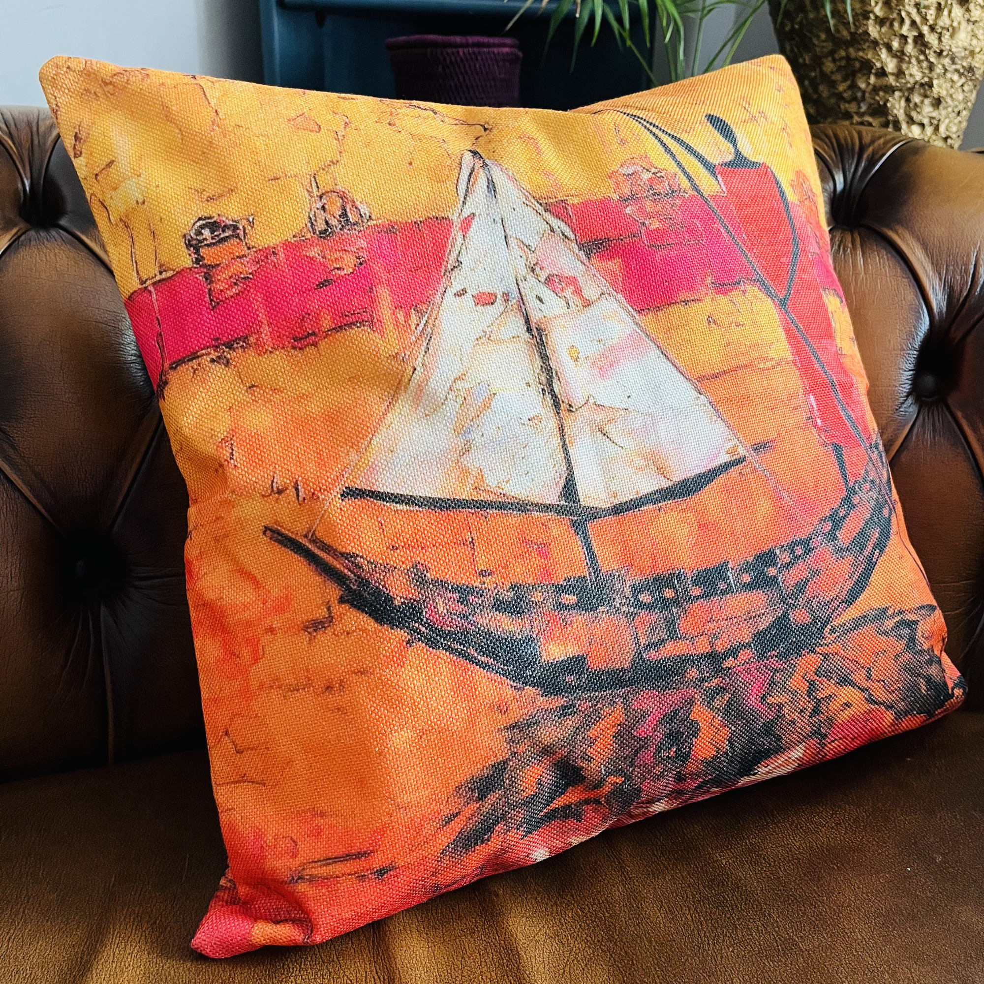 Ngalawa African Pattern Watercolour Colourful Boho Tribal Ethnic Cushion - Image 4