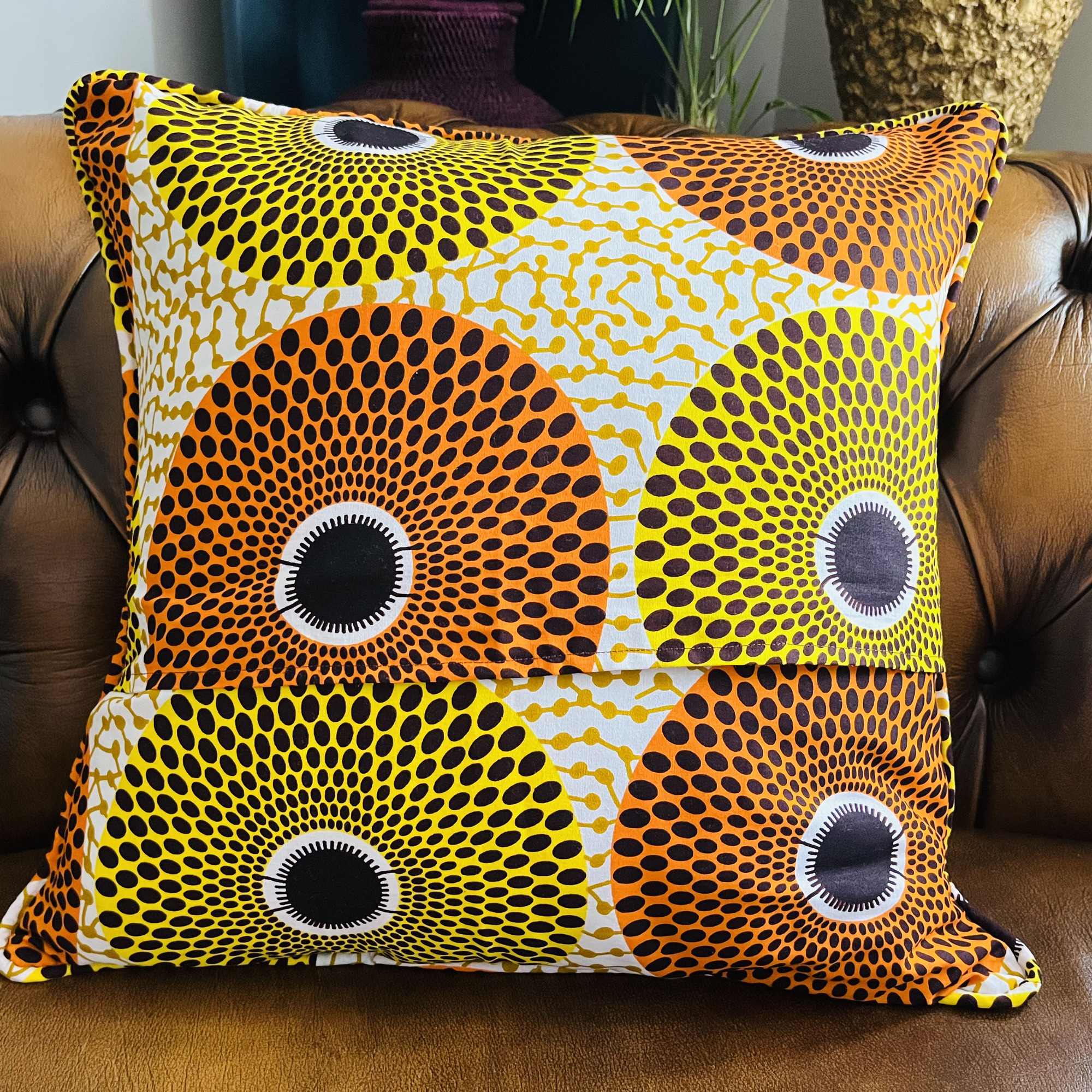 Nyuchi Bee on African Print Nsu Bura Ankara Tribal Ethnic Colourful Cushion - Image 5