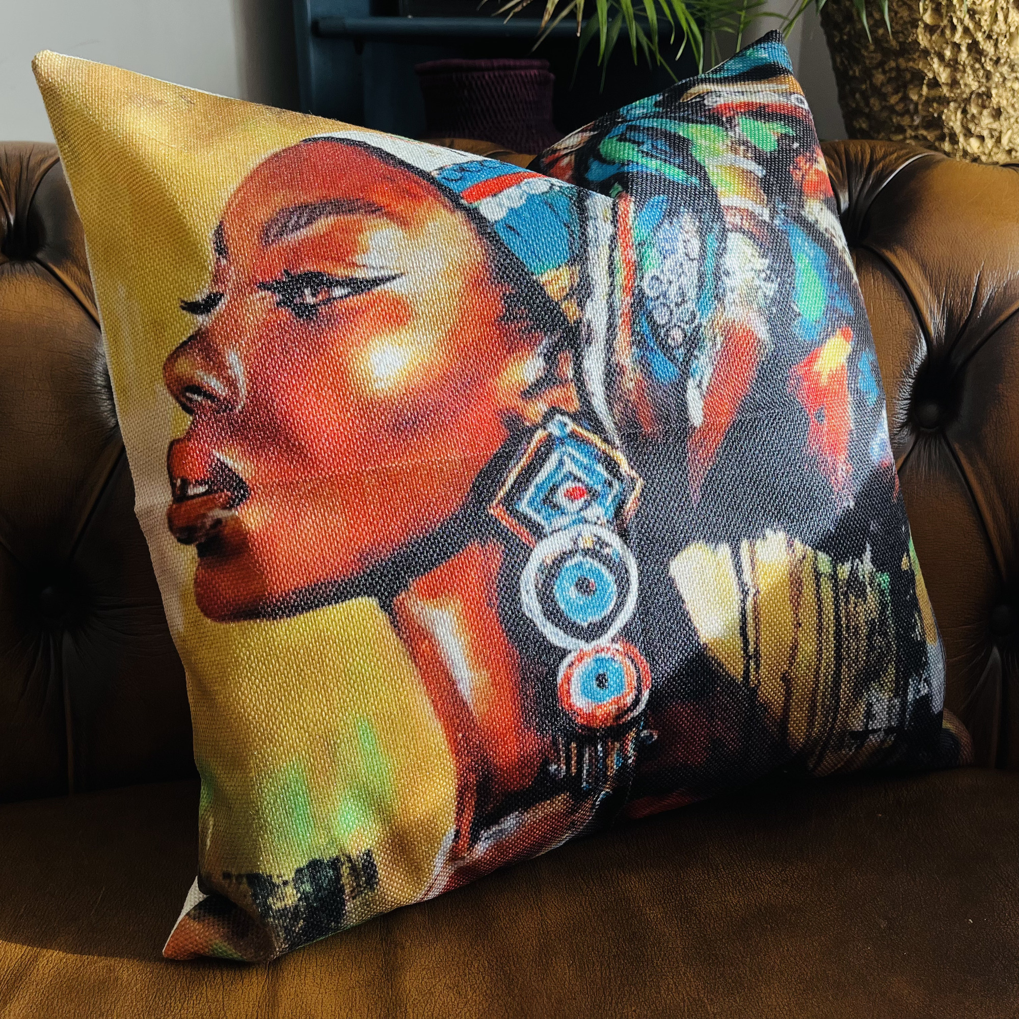 Sulwe African Pattern Watercolour Colourful Boho Tribal Ethnic Cushion - Image 3