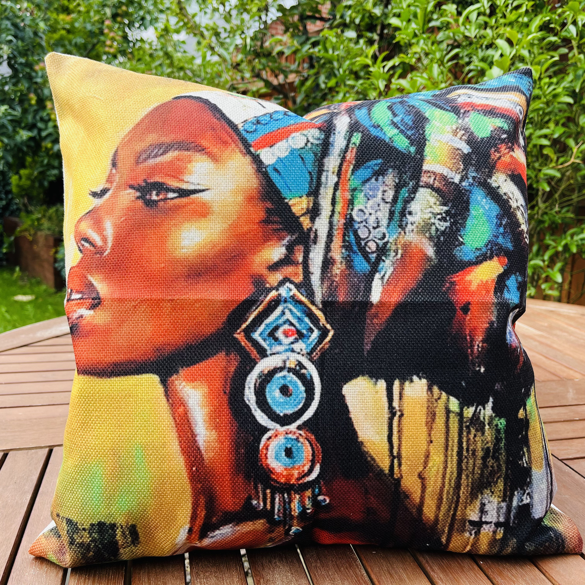 Sulwe African Pattern Watercolour Colourful Boho Tribal Ethnic Cushion - Image 4