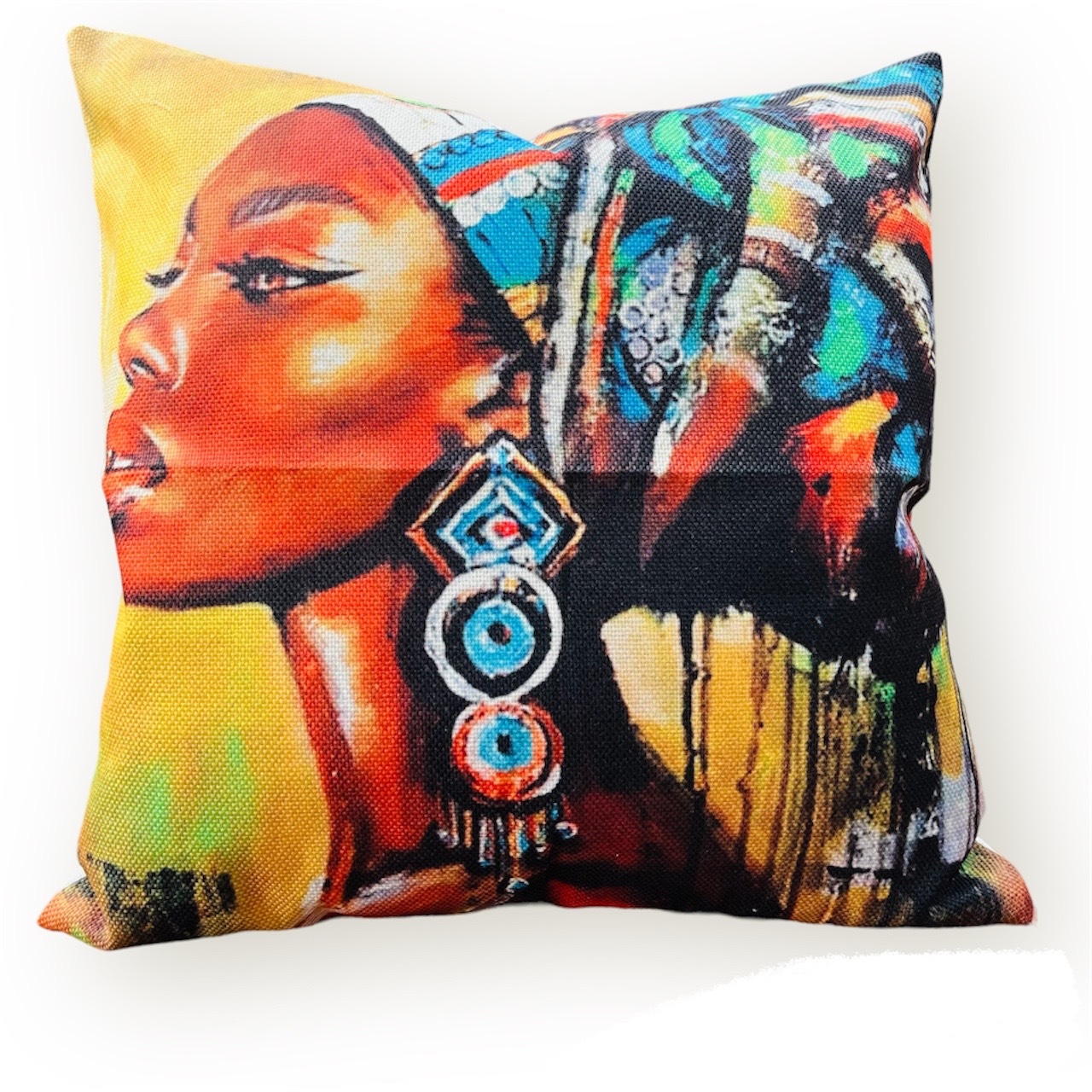 Sulwe African Pattern Watercolour Colourful Boho Tribal Ethnic Cushion